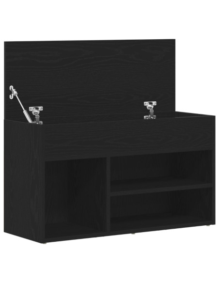 Panca da ingresso  nera in rovere 60x30x45 cm in legno