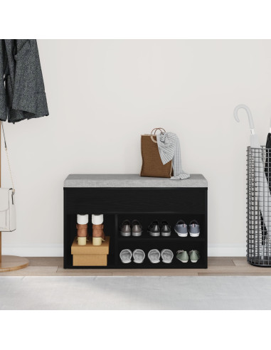 Panca per scarpe Rovere Nero 80 x 30 x 45 cm Legno multistrato