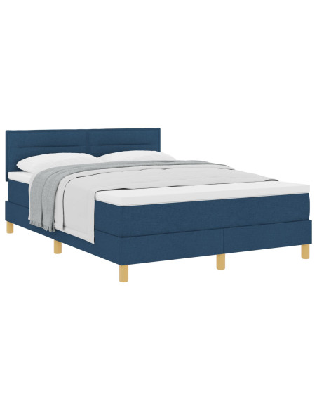 Letto Box Spring  con Materasso Blu 140x200 cm Tessuto