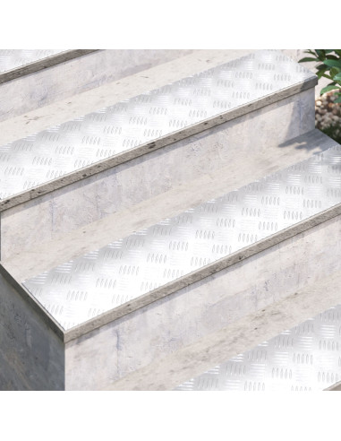 Gradini per Scale 4 pcs Argento 100 x 20 cm Alluminio