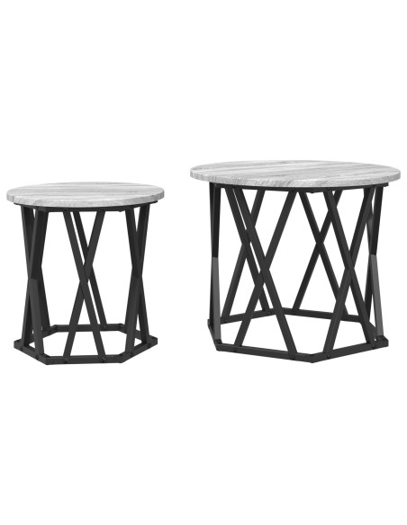 Set di 2 Tavolini Nesting Grigi Sonoma in Legno Ingegnerizzato