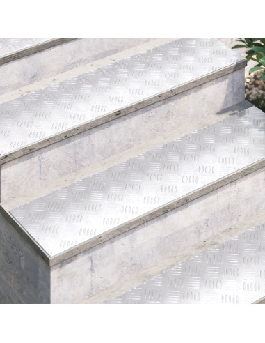 Gradini per Scale 4 pcs Argento 100 x 25 cm Alluminio