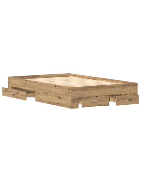 Letto con Cassetti Rovere Artigianale 120x200 cm Legno Ingegnerizzato