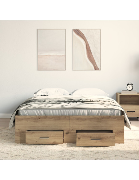 Letto con Cassetti Rovere Artigianale 120x200 cm Legno Ingegnerizzato