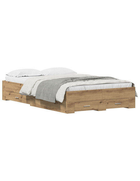 Letto con Cassetti Rovere Artigianale 120x200 cm Legno Ingegnerizzato