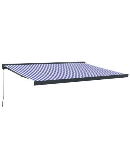 Tenda da Sole Retrattile Blu e Bianca 4x3 m Tessuto e Alluminio