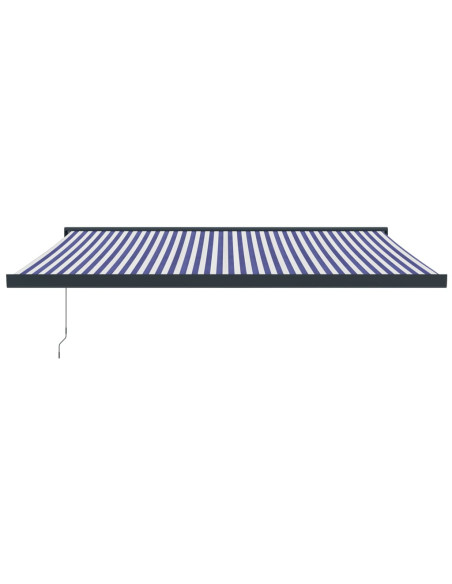 Tenda da Sole Retrattile Blu e Bianca 4x3 m Tessuto e Alluminio