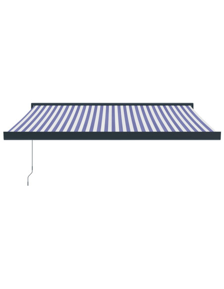 Tenda Sole Retrattile Blu e Bianca 3x2,5 m Tessuto e Alluminio