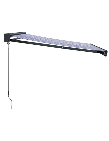 Tenda Sole Retrattile Blu e Bianca 3x2,5 m Tessuto e Alluminio