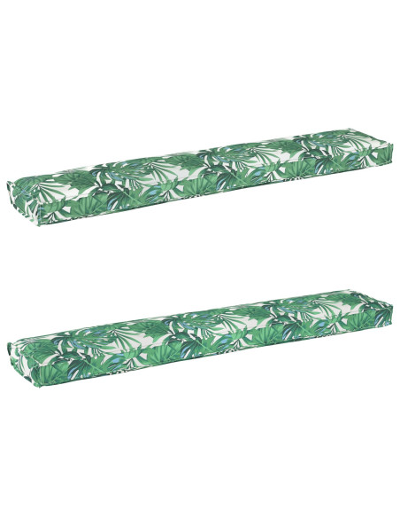 Cuscini per Pallet  per Panchina 2 pz Motivo Foglia 200x40x8 cm Tessuto Oxford