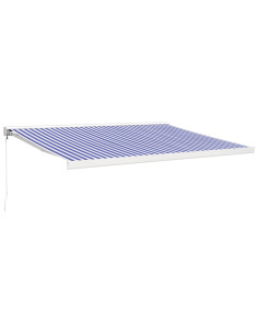 Tenda da Sole Retrattile Blu e Bianca 4x3 m Tessuto e Alluminio 2