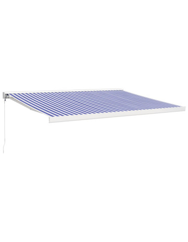 Tenda da Sole Retrattile Blu e Bianca 4x3 m Tessuto e Alluminio