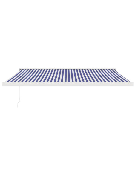 Tenda da Sole Retrattile Blu e Bianca 4x3 m Tessuto e Alluminio