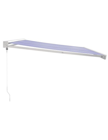 Tenda da Sole Retrattile Blu e Bianca 4x3 m Tessuto e Alluminio
