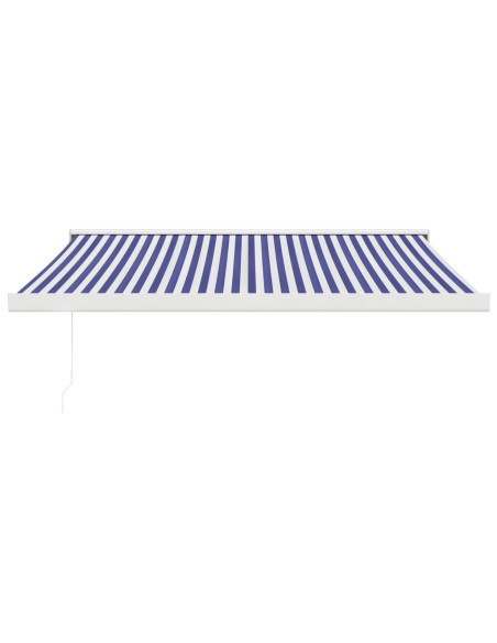 Tenda Sole Retrattile Blu e Bianca 3x2,5 m Tessuto e Alluminio