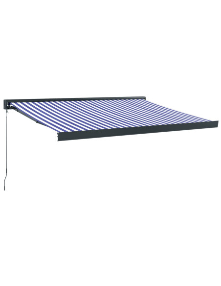Tenda Sole Retrattile Blu e Bianca 3,5x2,5m Tessuto e Alluminio