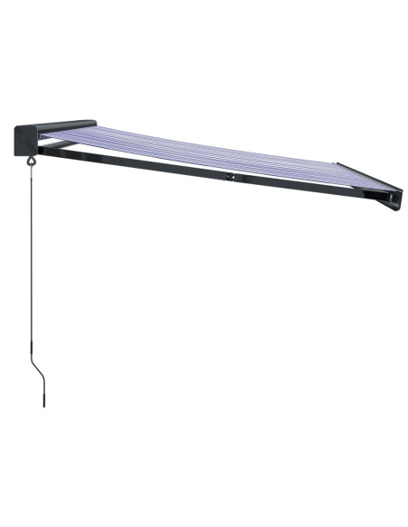 Tenda Sole Retrattile Blu e Bianca 3,5x2,5m Tessuto e Alluminio