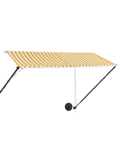 Tenda da Sole Retrattile con LED 300x150 cm Giallo e Bianco