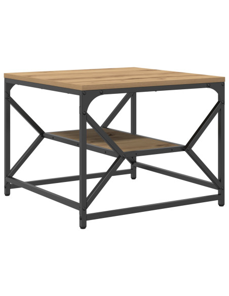 Tavolino da caffè  con piano in rovere artigianale 51x50x40 cm in legno ingegnerizzato