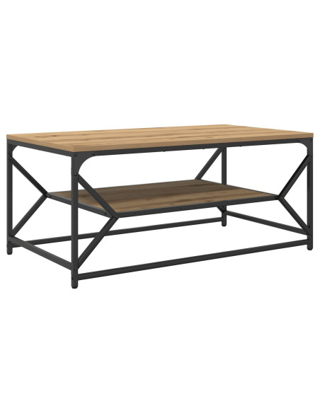 Tavolino da caffè  con piano in Rovere Artigianale 90x50x40 cm in Legno Ingenerizzato