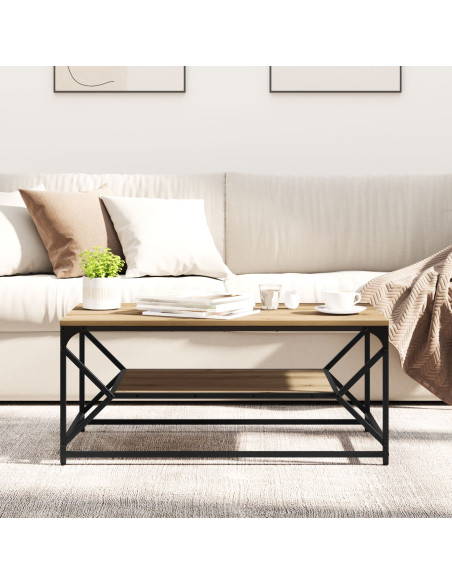 Tavolino da caffè  con piano in Rovere Artigianale 90x50x40 cm in Legno Ingenerizzato