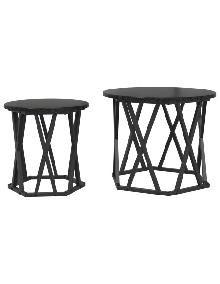 Set di 2 Tavolini Nesting Nero e Quercia in Legno Ingegnerizzato