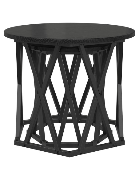 Set di 2 Tavolini Nesting Nero e Quercia in Legno Ingegnerizzato