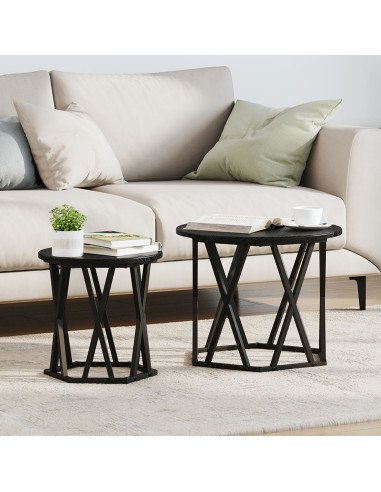 Tavolo laterale 2 pcs Rovere Nero