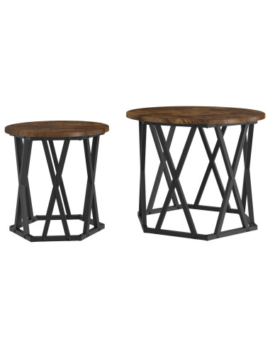 Tavolo laterale 2 pcs Rovere fumé