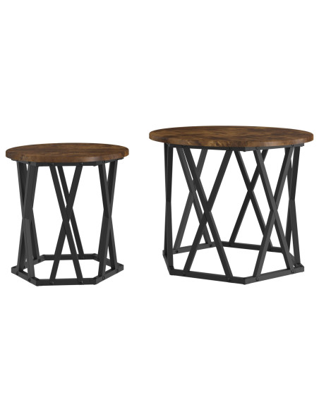 Tavolini Impilabili 2 pz Legno Fumoso