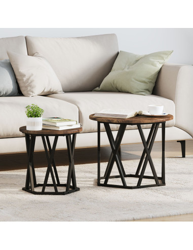 Tavolo laterale 2 pcs Rovere fumé