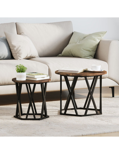 Tavolo laterale 2 pcs Rovere fumé