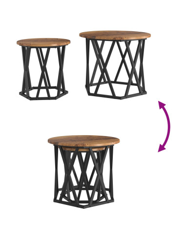 Tavolo laterale 2 pcs legno di recupero