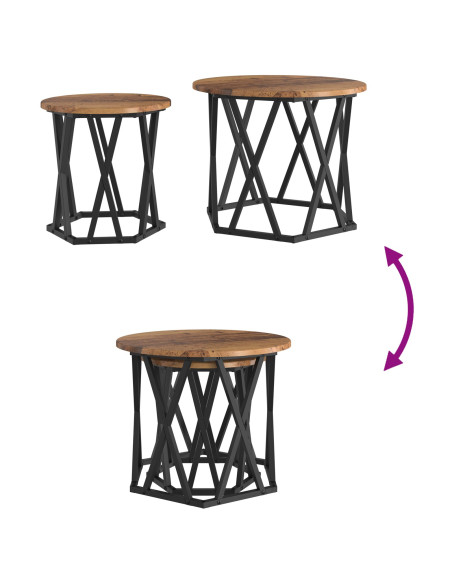 Tavolo laterale 2 pcs legno di recupero