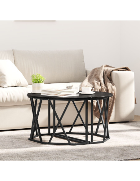 Tavolino da caffè  Nero Rovere 80x80x42 cm in legno ingegnerizzato