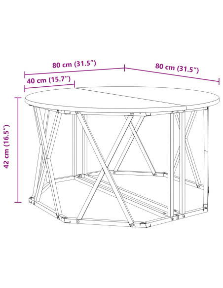 Tavolino da salotto Rovere Nero 80 x 80 x 42 cm