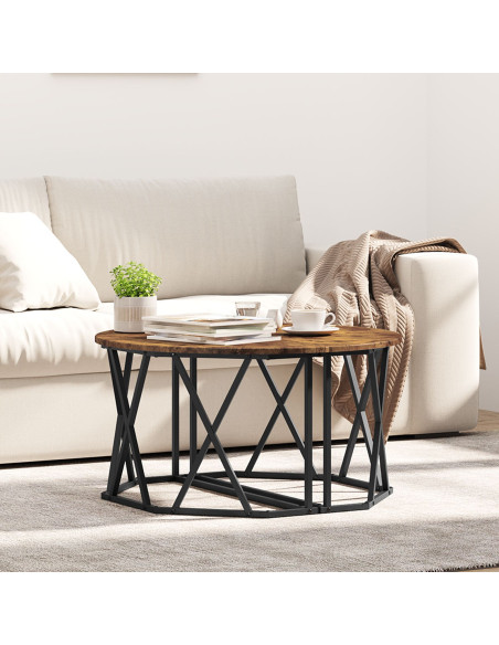 Tavolino da caffè in rovere affumicato 80x80x42 cm in legno ingegnerizzato
