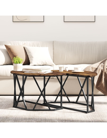 Tavolino da caffè in rovere affumicato 80x80x42 cm in legno ingegnerizzato