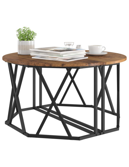 Tavolino da caffè in legno antico 80x80x42 cm in legno ingegnerizzato