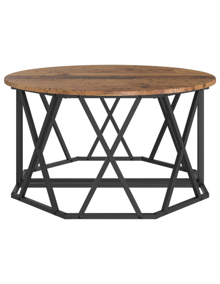 Tavolino da caffè in legno antico 80x80x42 cm in legno ingegnerizzato