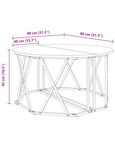 Tavolino da salotto Rovere artigianale 80 x 80 x 42 cm 2