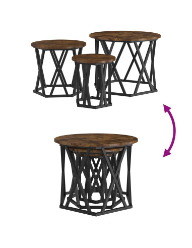 Tavolo Laterale Nesting 3 pcs Rovere fumé