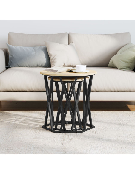 Set di 2 tavolini  in legno ingegnerizzato rovere Sonoma