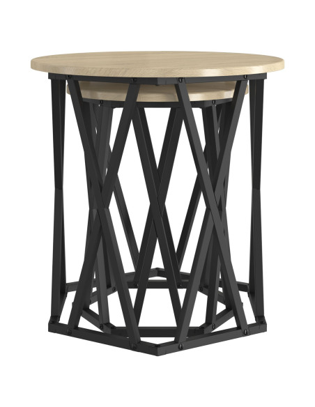 Set di 2 tavolini  in legno ingegnerizzato rovere Sonoma