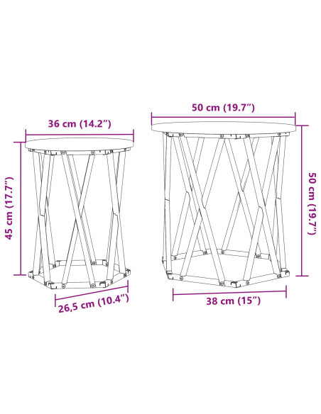 Tavolino da salotto 2 pcs Rovere fumé