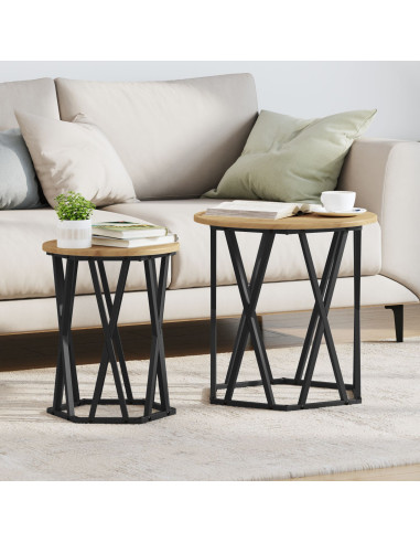 Tavolino da salotto 2 pcs Rovere artigianale