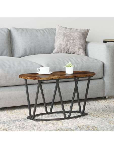Tavolino da caffè in rovere affumicato 80x40x40,5 cm in legno ingegnerizzato e metallo