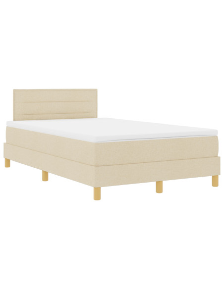 Letto Box Spring con Materasso & LED Panna 120x200 cm Tessuto