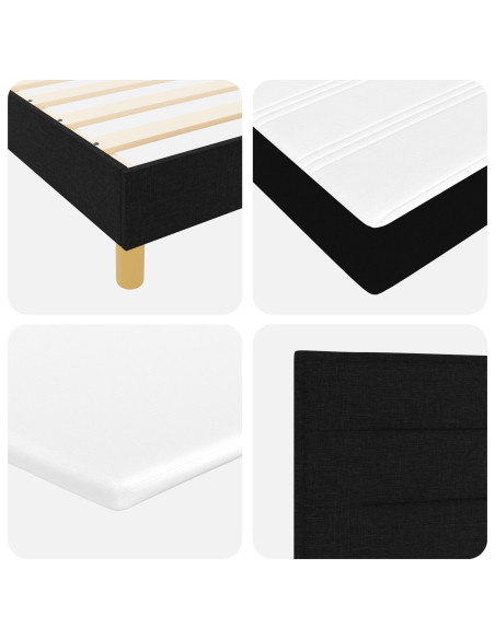 Letto a Sorgente LED con materasso Nero 120 x 200 cm Tessuto