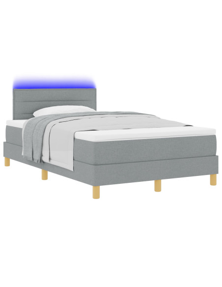 Letto a Molle con Materasso & Luce LED Grigio Chiaro 120x200 cm Tessuto